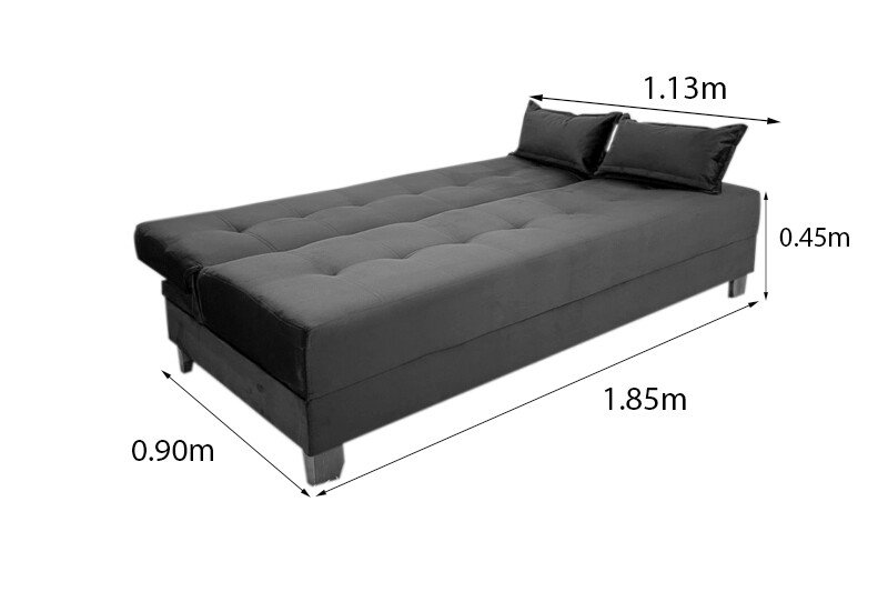 Sofá Cama Arpoador Veludo Cinza Larg. 1.85m - Imagem 7