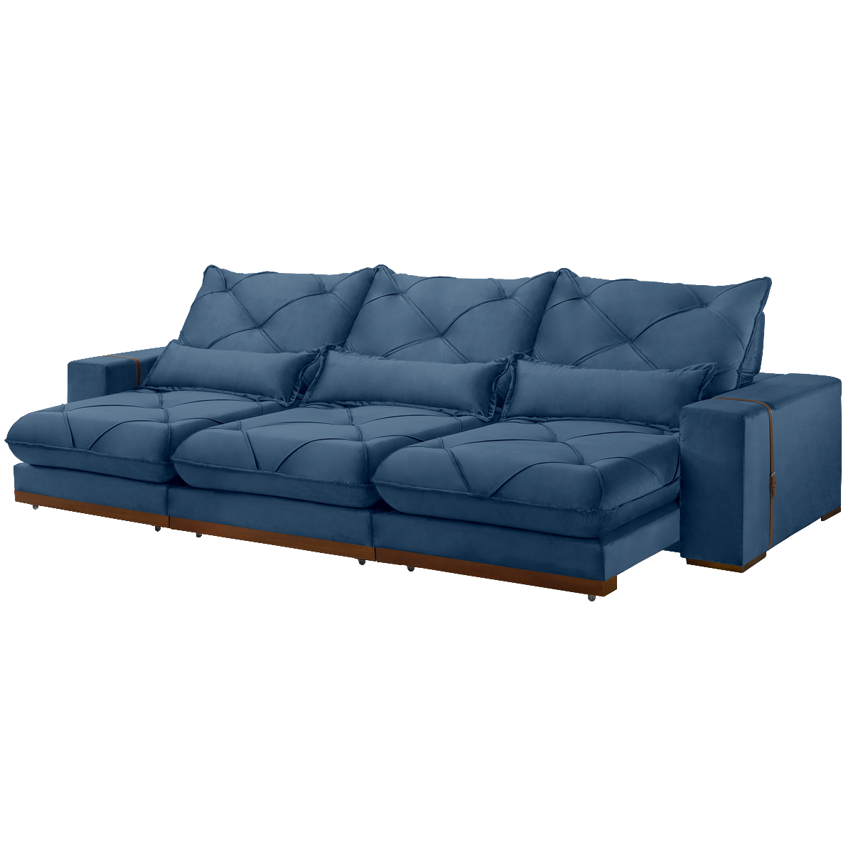 Sofá Retrátil e Reclinável Bahia 3,50 m Veludo Azul 606 - A&D ESTOFADOS - Imagem 2