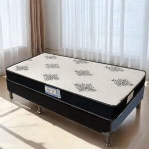 Colchão Solteiro Light D20 + Base Box Simples Corino Preto – ECOTEC + BIOSTAR