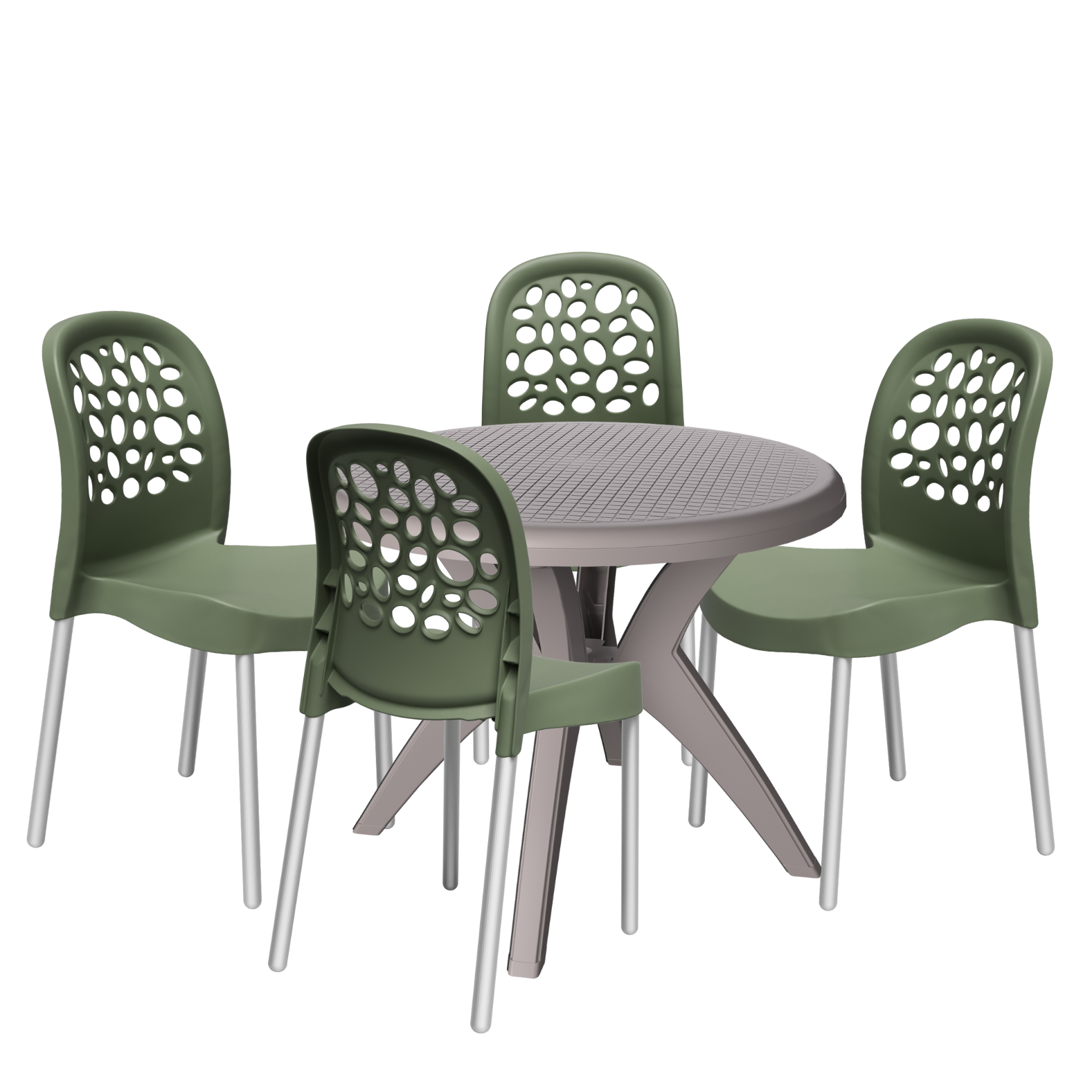 Mesa Deluxe 90 Nude com 4 Cadeiras Deluxe Verde – FORTE PLÁSTICO - Imagem 2