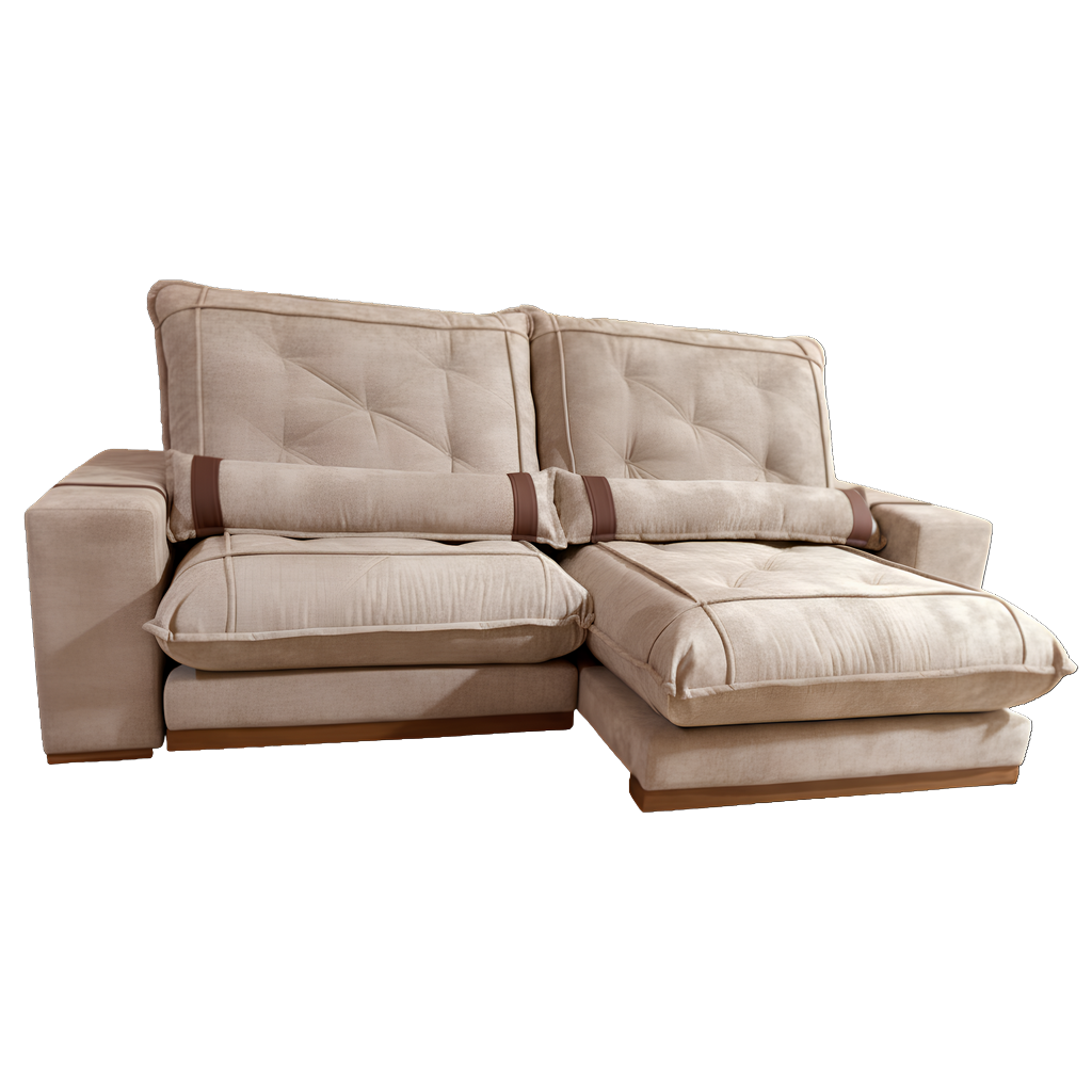 Sofá Retrátil e Reclinável Ibiza/Poseidon 2,50 m Veludo Bege 106 - ZARAT ESTOFADOS - Imagem 3