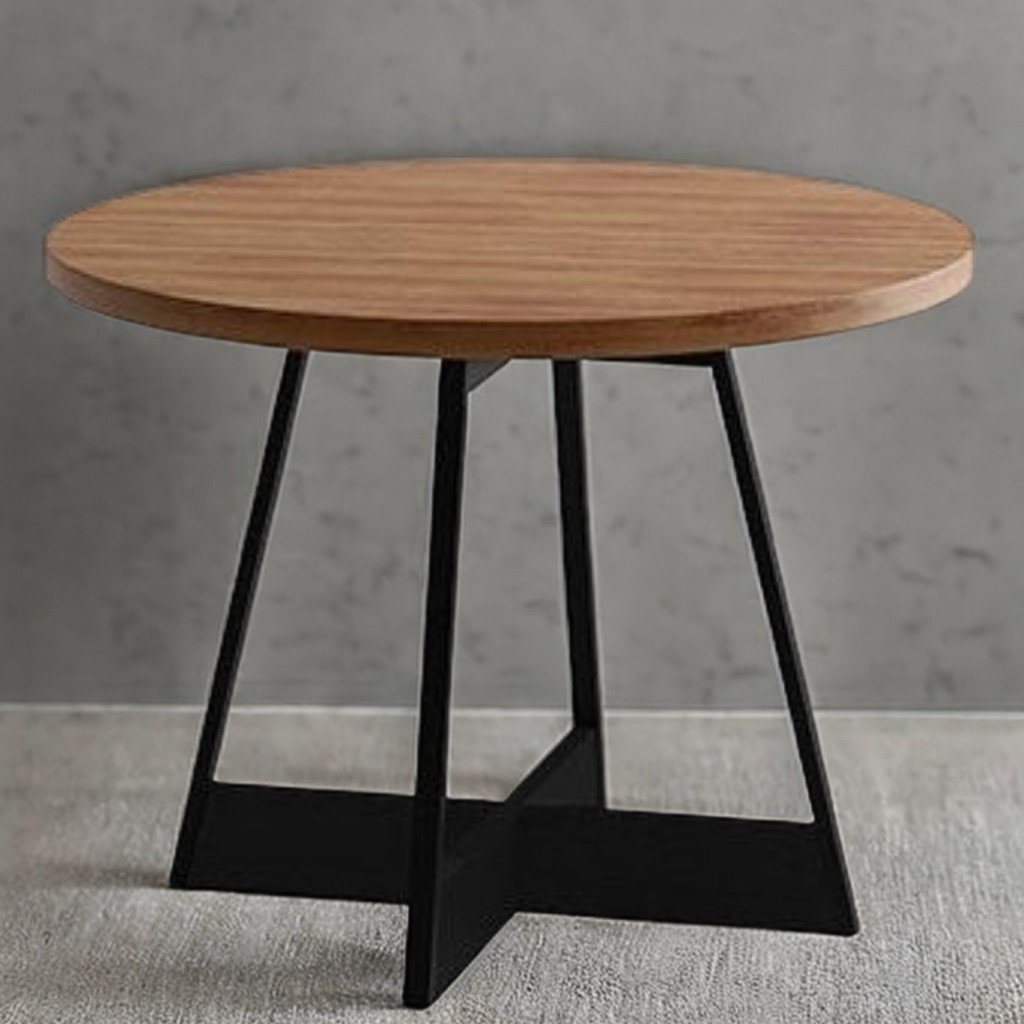 Mesa Átria 1594 Redonda 100 Preto/Nogal - CARRARO MÓVEIS