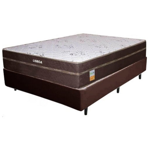 Colchão Casal Lisboa 24 cm D28 + Base Box Simples Corino Marrom - ECOTEC + BIOSTAR - Imagem 2
