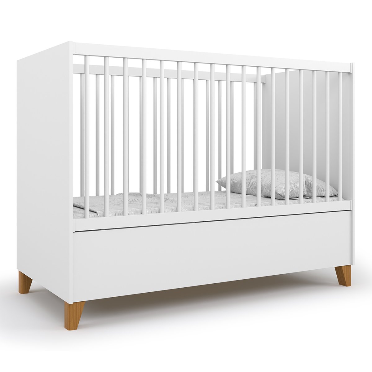 Cômoda 3 Gavetas com Porta + Berço Americano Magia Branco - BATROL MÓVEIS - Imagem 4