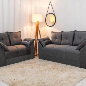 Sofá 3 e 2 lugares Petra Veludinho Cinza 605