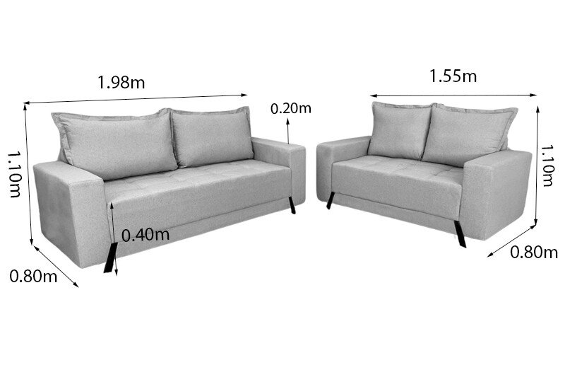 Sofá 3 e 2 lugares 8100 Linho Cinza 27 - Imagem 7