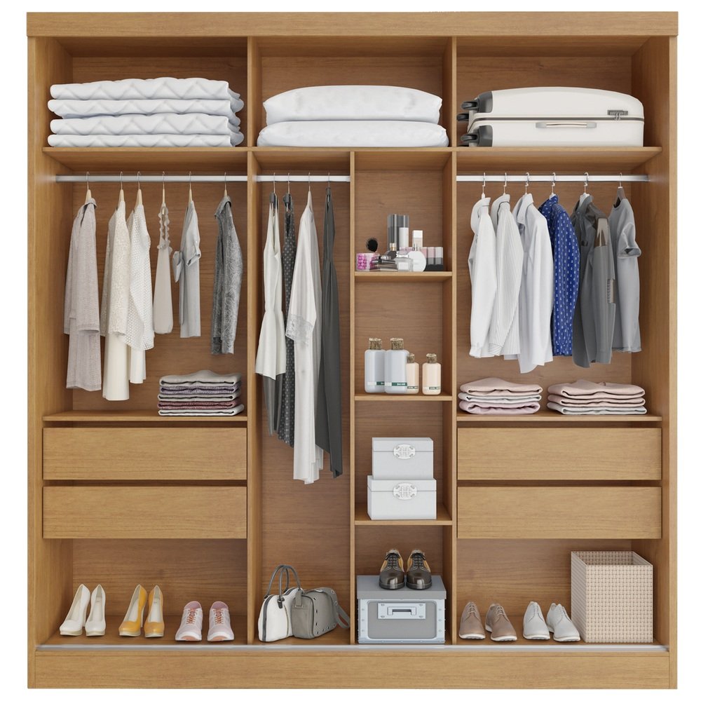 Guarda-Roupa 3 Portas Capri 2,21 m Nature/Off White - BIANCHI - Imagem 6