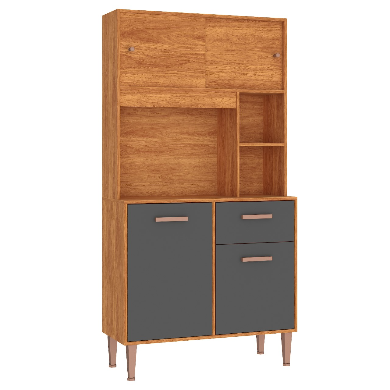 Kit Cozinha Dália C211 0,90 m Cinamomo/Grafite - FELLICCI - Imagem 4