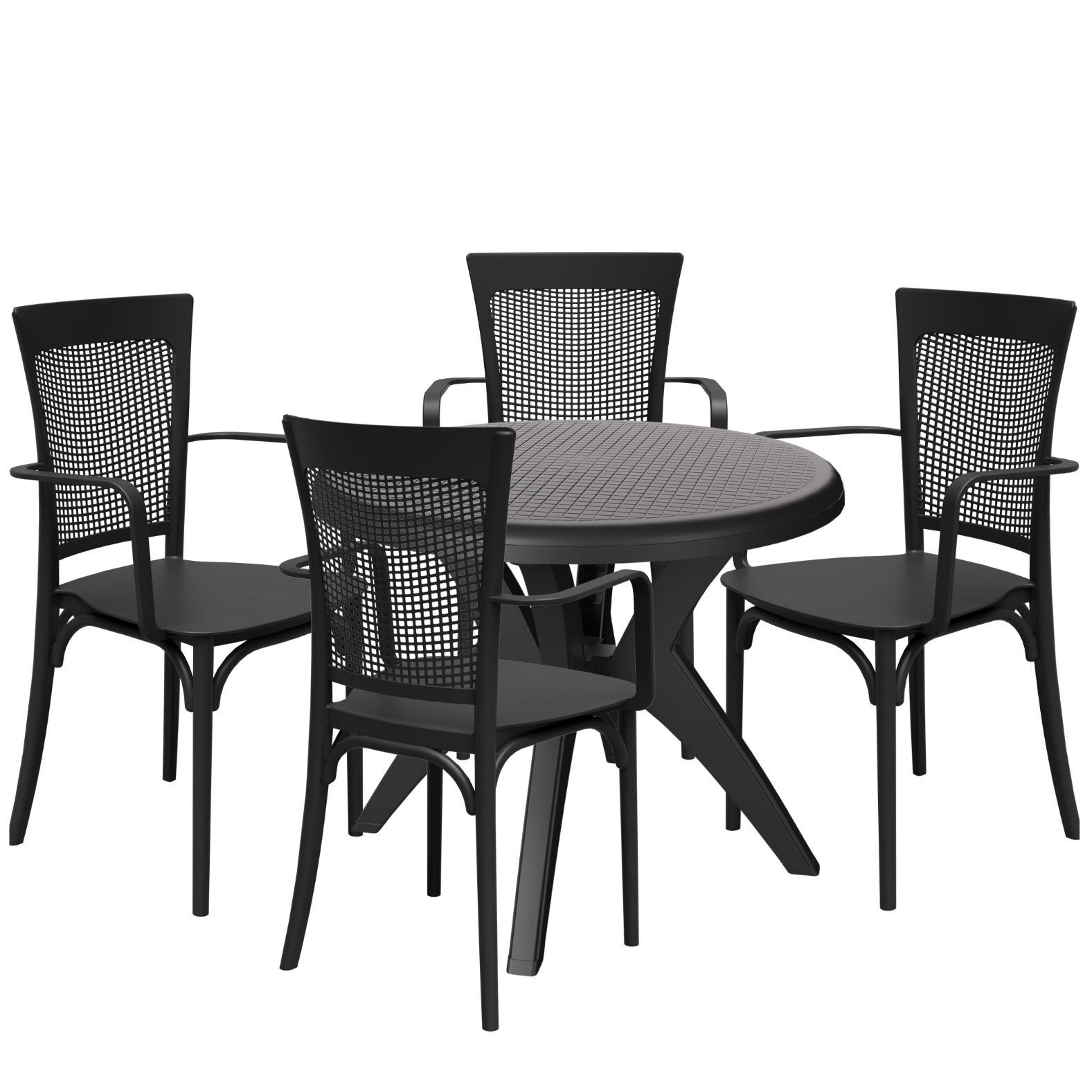 Mesa Deluxe 90 com 4 Poltronas Robust Palha Preto– FORTE PLÁSTICO - Imagem 2