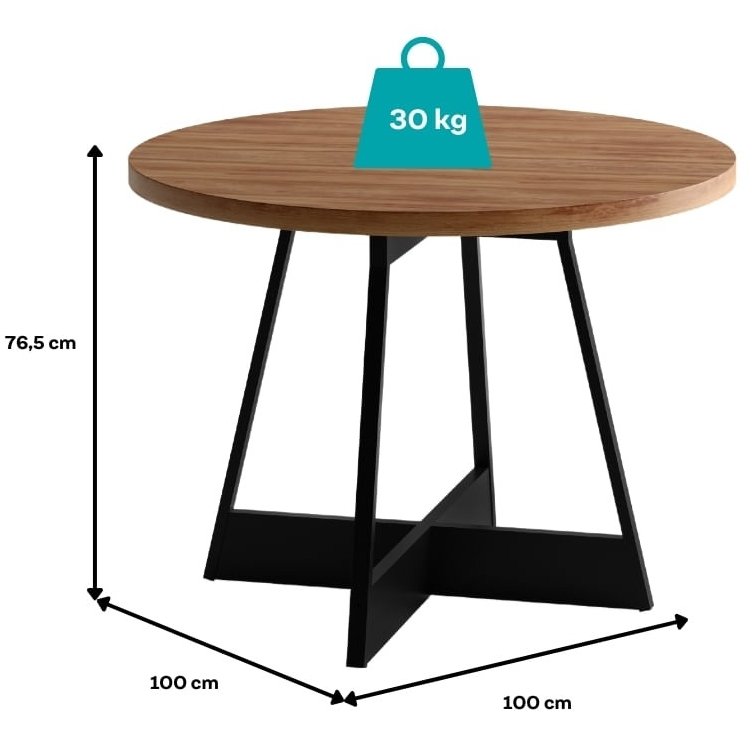 Mesa Átria 1594 Redonda 100 Preto/Nogal - CARRARO MÓVEIS - Imagem 3