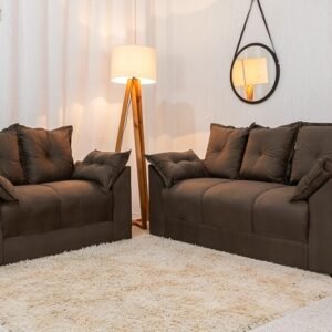 Sofá 3 e 2 lugares Petra Veludinho Marrom 603