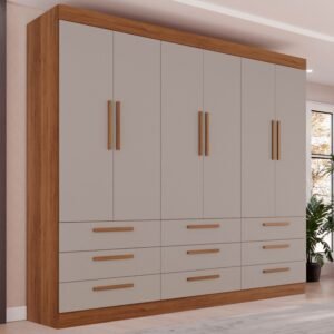 Guarda-Roupa 6 Portas Dinamarca 1,84 m Cinamomo/Off White - SALLÊTO