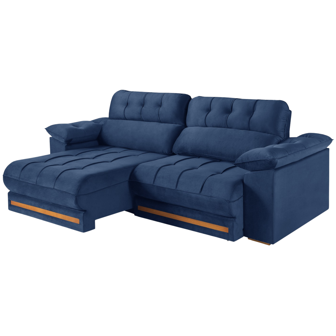 Sofá Retrátil e Reclinável Arezzo Comfort 2,50 m Veludo Azul - SINGULAR ESTOFADOS - Imagem 2