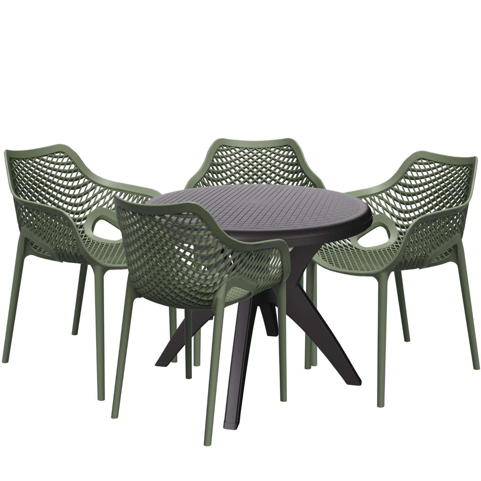 Mesa Deluxe 90 Preto com 4 Poltronas Colméia Verde – FORTE PLÁSTICO - Imagem 2