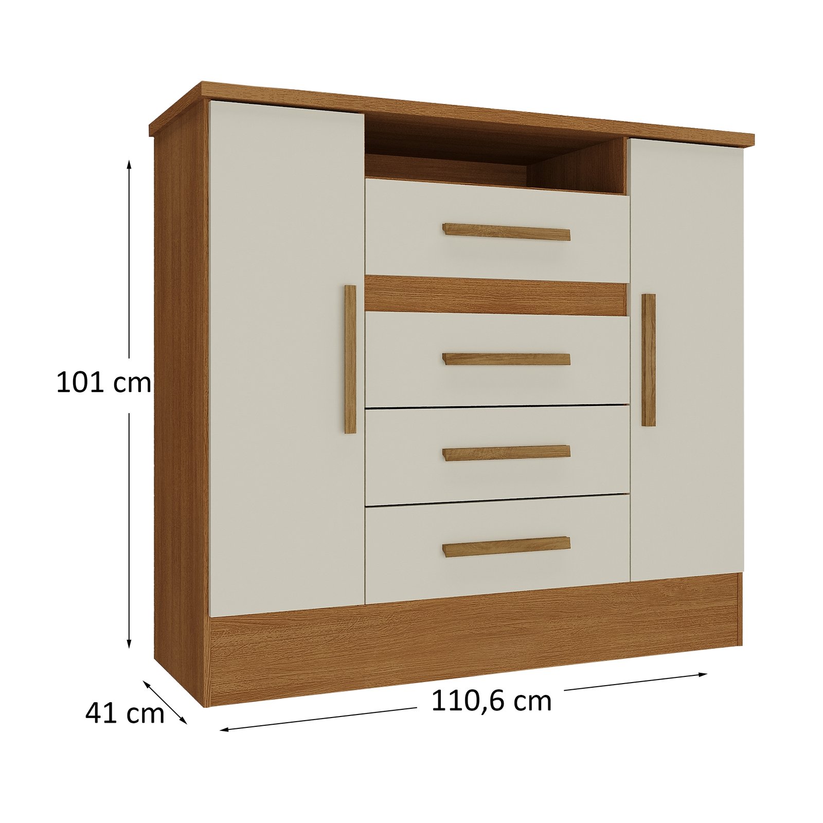 Cômoda 4 Gavetas e 2 Sapateiras Laguna 51CO2430 Cinamomo/Off White - RODIAL MÓVEIS - Imagem 2
