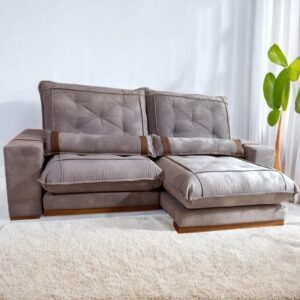 Sofá Retrátil e Reclinável Ibiza/Poseidon 2,50 m Veludo Cinza Grafite 101 - ZARAT ESTOFADOS