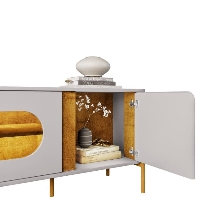 Rack até 75" Juquehy Off White/Naturale - BECHARA - Imagem 7