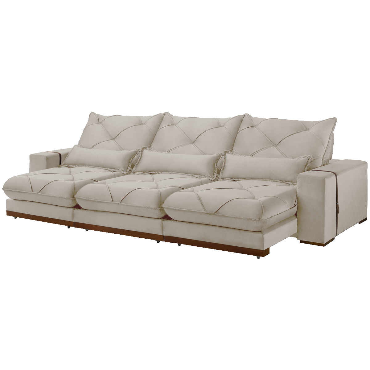 Sofá Retrátil e Reclinável Bahia 3,50 m Veludo Bege 6013 - A&D ESTOFADOS - Imagem 2