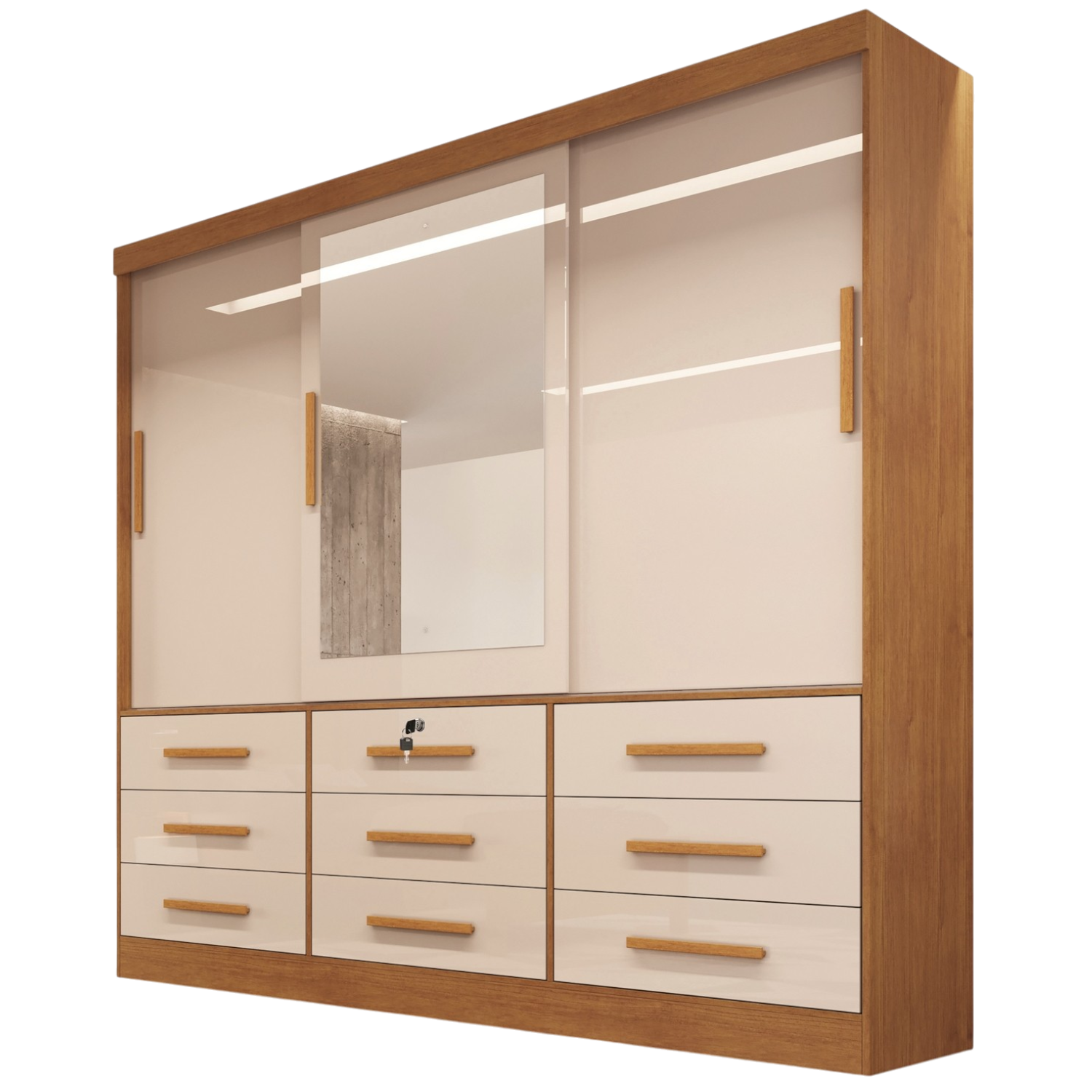 Guarda-Roupa Turim 2,11 m Nature/Off White - BIANCHI - Imagem 3