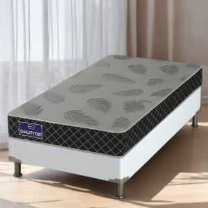 Colchão Solteiro Quality D20 12 cm 0,88 m + Base Box Simples Corino Branco – ORTHOPRIME + BIOSTAR