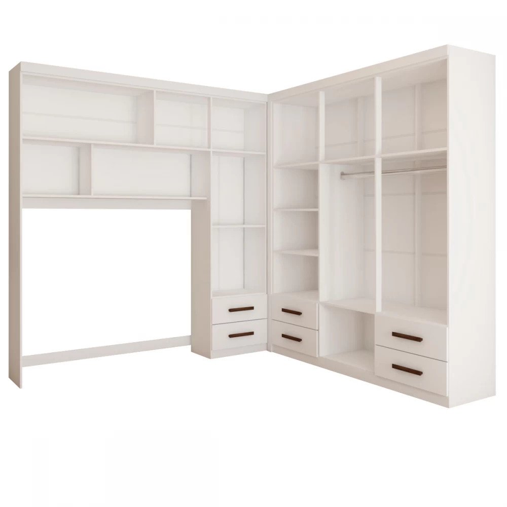 Modulado 4 Portas + Guarda-Roupa 6 Portas Hércules (Com Espelho) Branco - CARIOCA MÓVEIS - Imagem 4