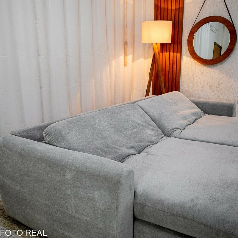 Sofá Retrátil Amaranto Premium 2.30m Veludo Plush Prata - Sem Caixa - Imagem 13