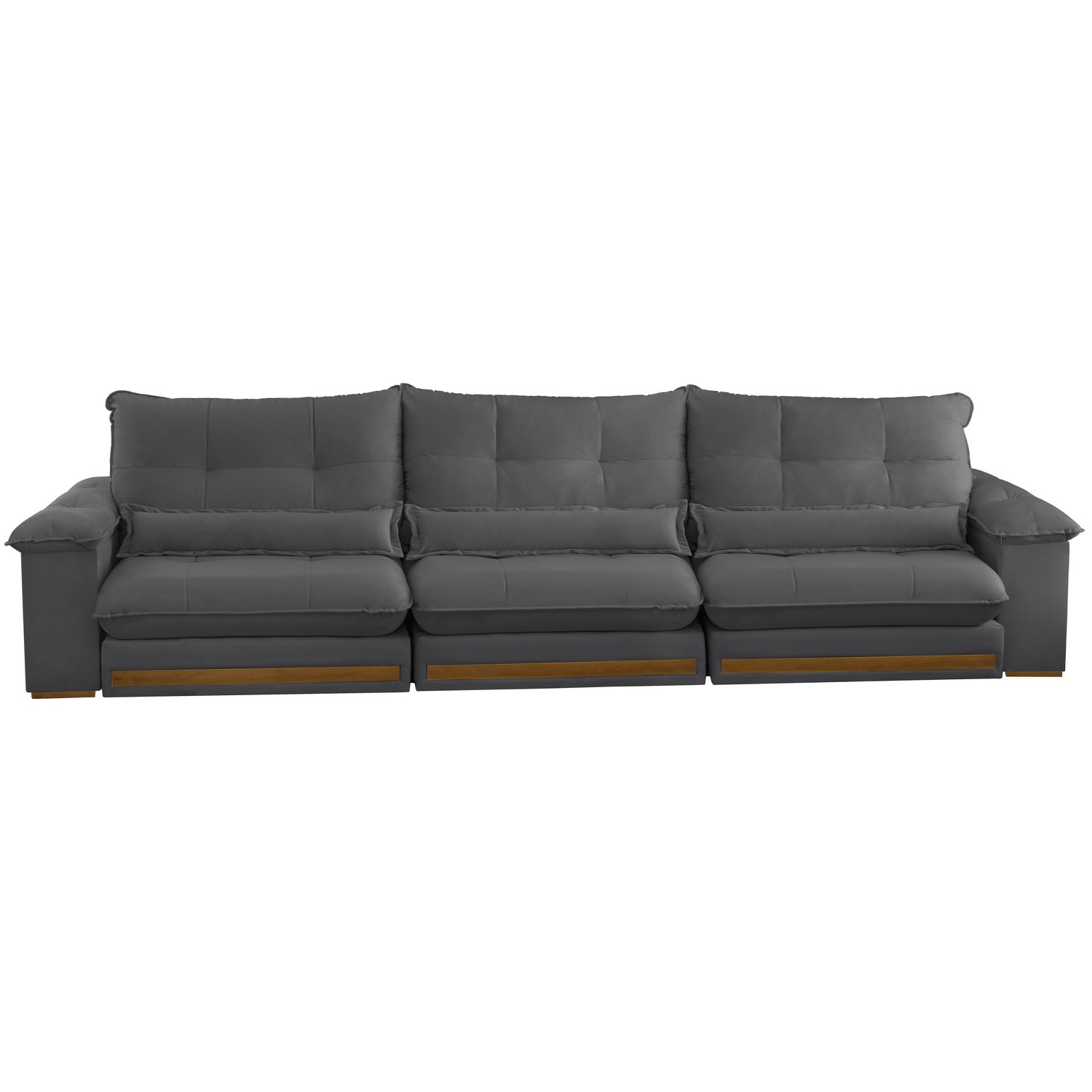 Sofá Retrátil e Reclinável Qatar 3,50 m Veludo Cinza B010 – TREVO ESTOFADOS - Imagem 5