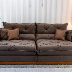 Sofá Retrátil Reclinável Gran Bello 2.90m Veludo Marrom - Molas Ensacadas