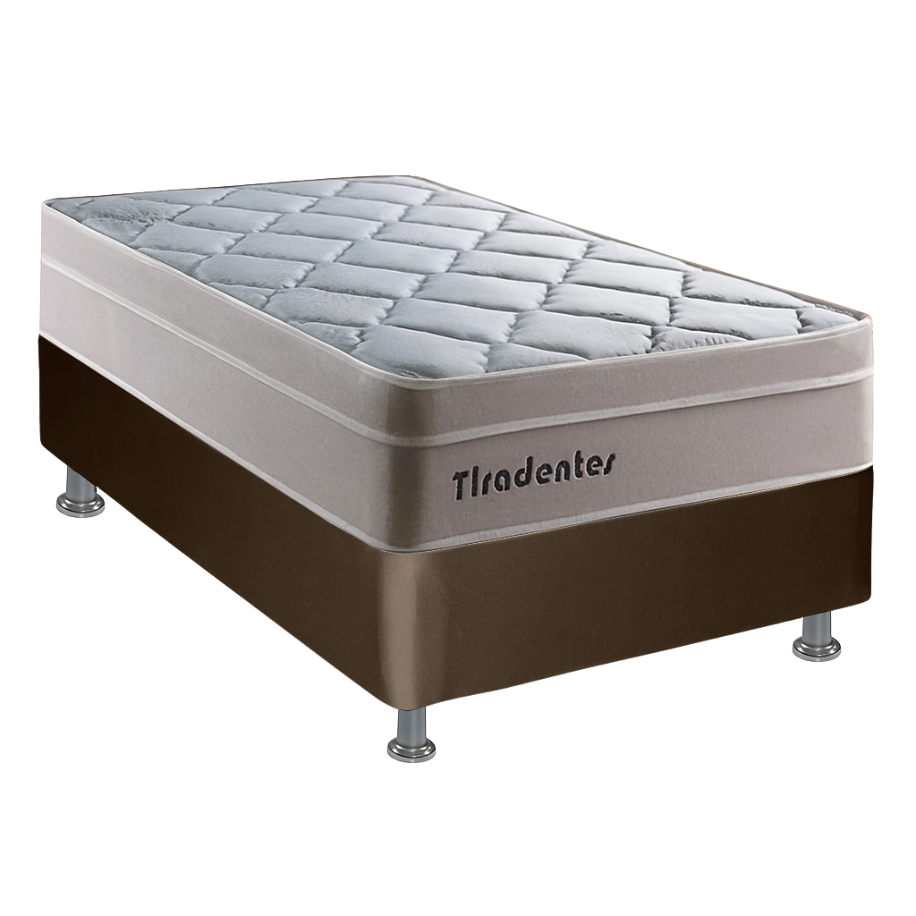 Colchão Solteiro Tiradentes D28 + Base Box Simples Corino Marrom – COLCHOMINAS + ALTO NÍVEL CAMAS E COLCHÕES - Imagem 2