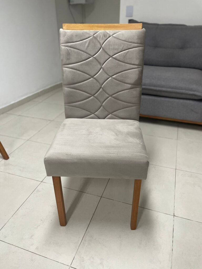 Mesa Salinas/Helô/Los Angeles 90 Cinamomo/Off White com 4 Cadeiras Safira Veludo Bege – CEL MÓVEIS + WM DECOR - Imagem 2