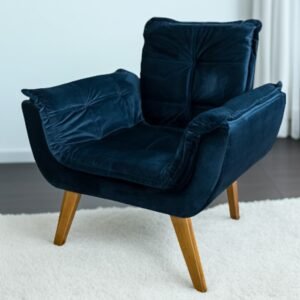 Poltrona Fixa Canadá/Opala Veludo Azul – JP ESTOFADOS