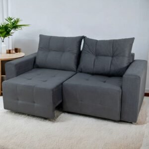 Sofá Retrátil Havaí 1,80 m Veludinho Cinza - QUINE ESTOFADOS