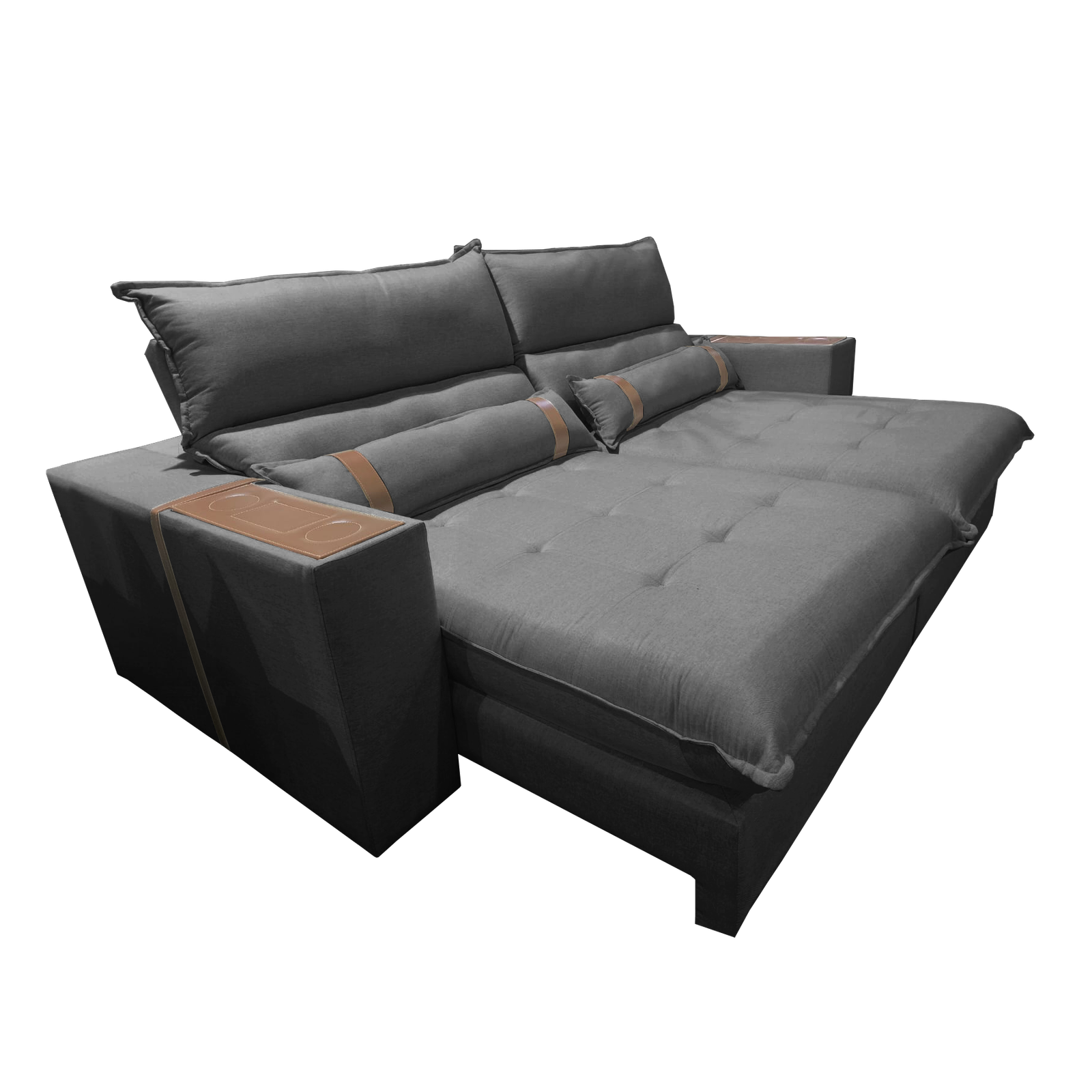 Sofá Retrátil e Reclinável Ravello 2,50 m Linho Grafite 06 - INNOVE ESTOFADOS - Imagem 2