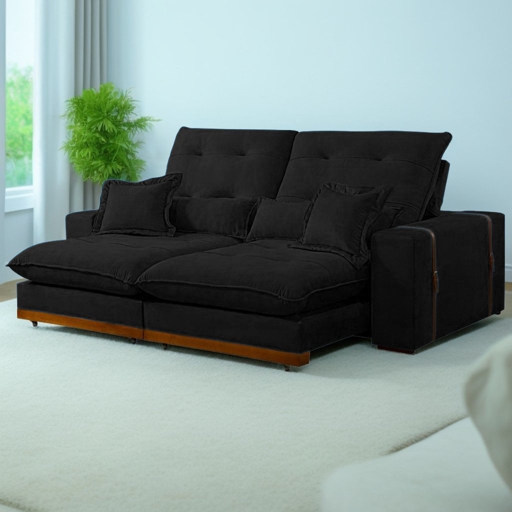 Sofá Retrátil e Reclinável Arthur/Toronto 2,30 m Preto 4062 – D’VITRINE ESTOFADOS - Imagem 3