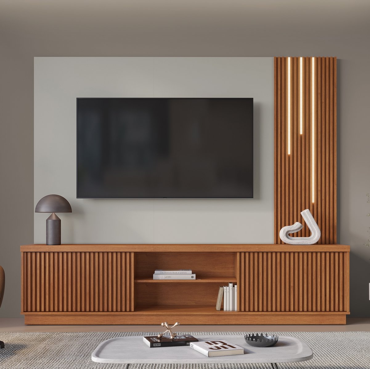 Home Theater até 75″ Valência/Arezzo New LED Naturale/Off White – MAVAULAR - Imagem 3