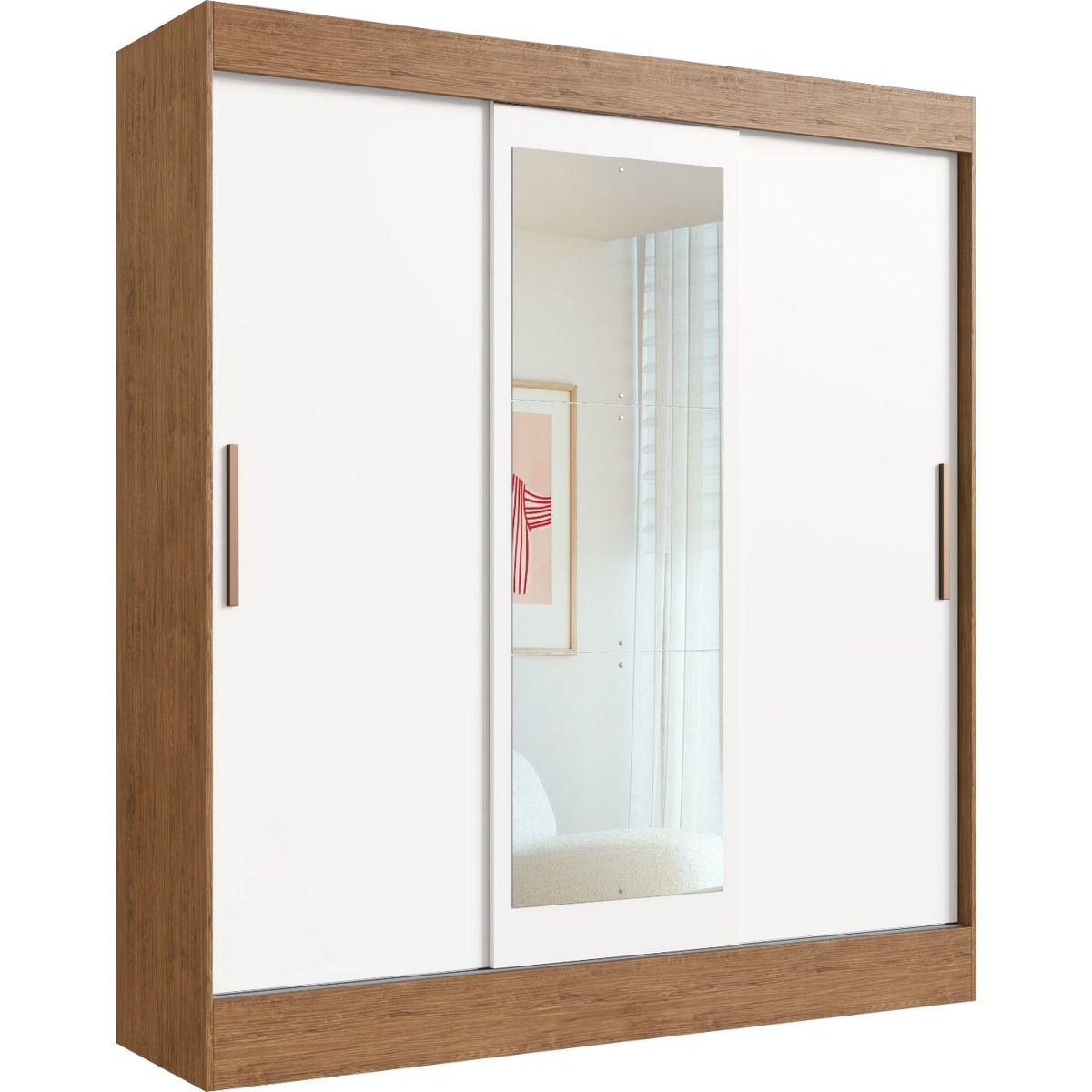 Guarda-Roupa 3 Portas Londres 69000 1,80 m Off White/Nogueira - DORIPEL - Imagem 4