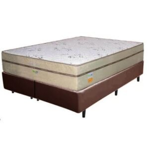 Colchão Queen Toronto + Base Box Simples Corino Marrom – ECOTEC + BIOSTAR