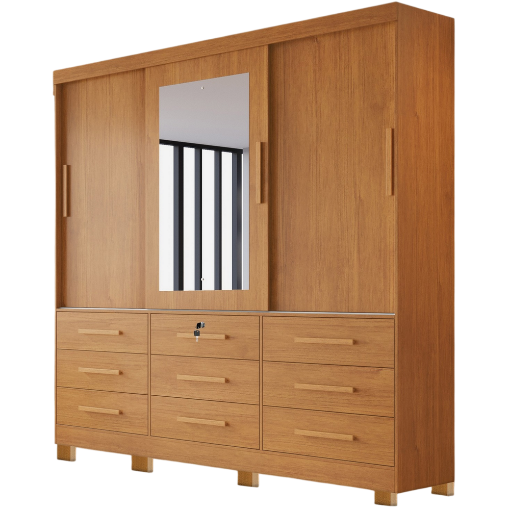 Guarda-Roupa 3 Portas(Com Pés)Athenas 1,80 m Nature – BIANCHI - Imagem 3