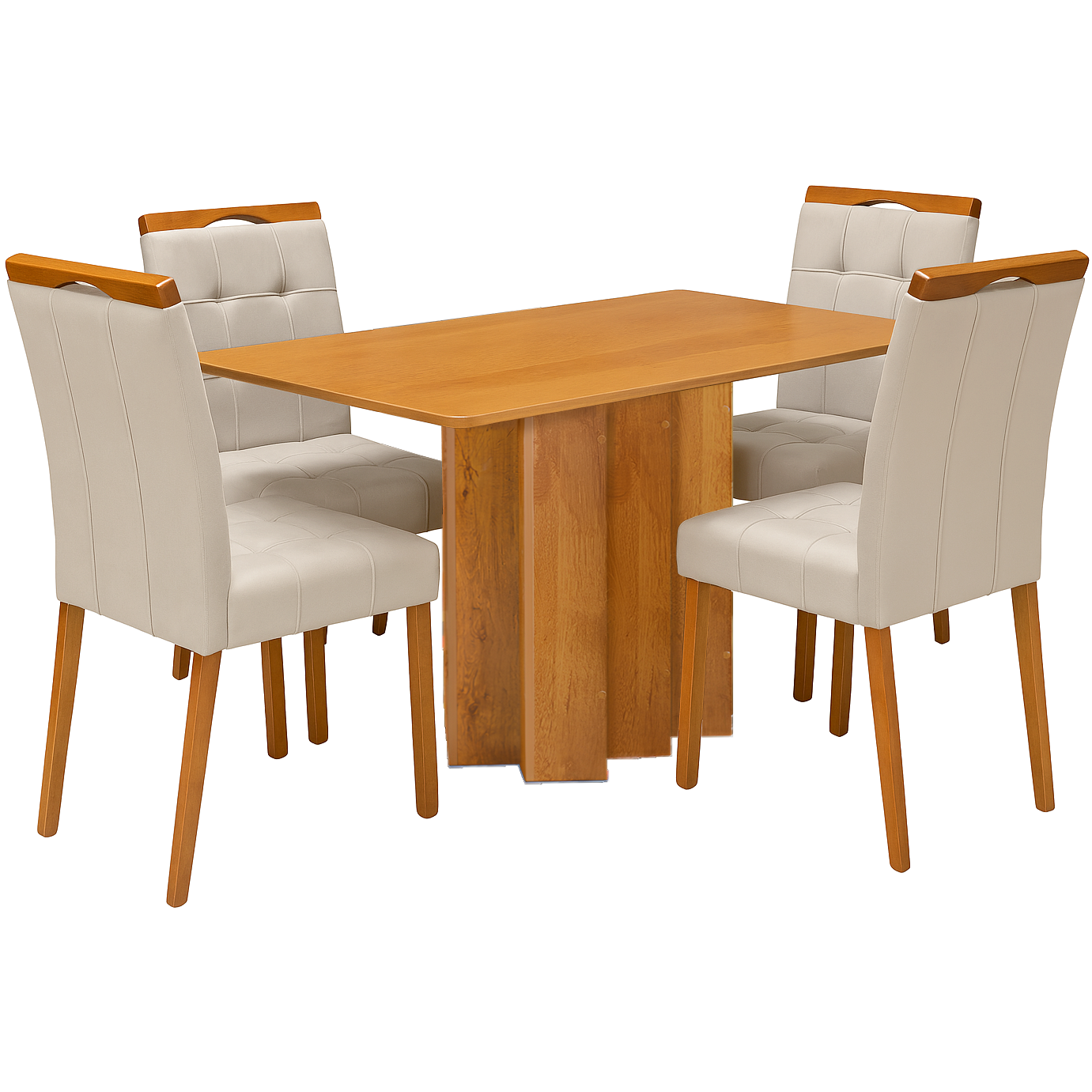 Mesa Recife 120 Cinamono Laminado com 4 Cadeiras Sophia Veludo Bege – CEL MÓVEIS + WM DECOR - Imagem 3