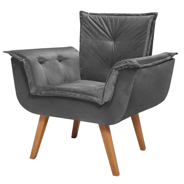 Poltrona Fixa Canadá/Opala Veludo Cinza – JP ESTOFADOS - Imagem 3