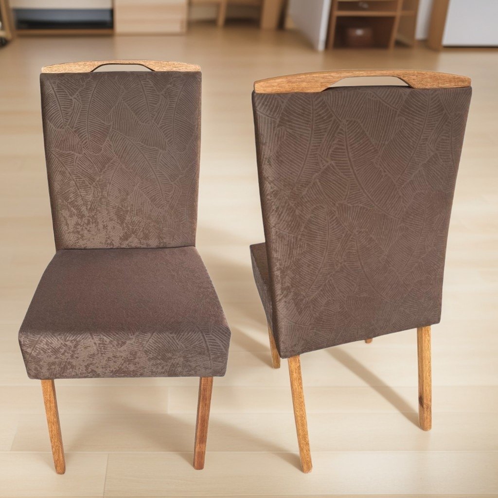 Kit 2 Cadeiras Priscila Imbuia Mel Veludo Marrom 1014 – CARVALHO DECOR