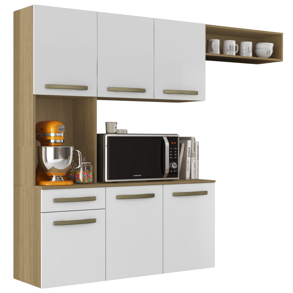 Cozinha Suspensa Carol 1,63 m Atacama/Branco - ARAMÓVEIS - Imagem 4