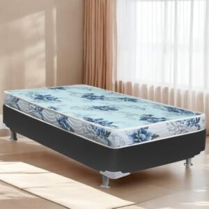 Colchão Solteiro Dream Soft + Base Box Simples Corino Preto – ORTOBOM + BIOSTAR