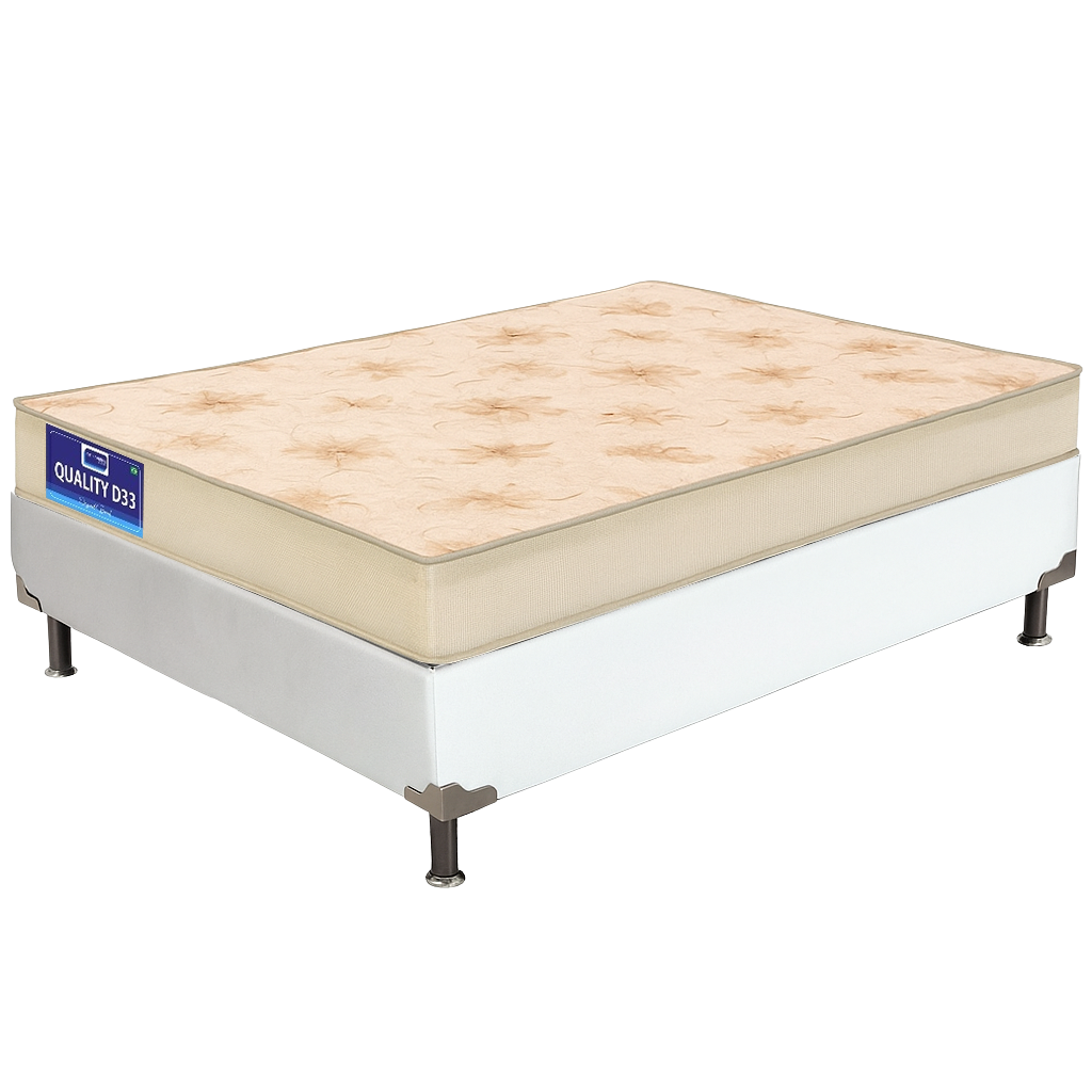 Colchão Solteiro Quality D33 14 cm 0,88 m + Base Box Simples Corino Branco – ORTHOPRIME + BIOSTAR - Imagem 2