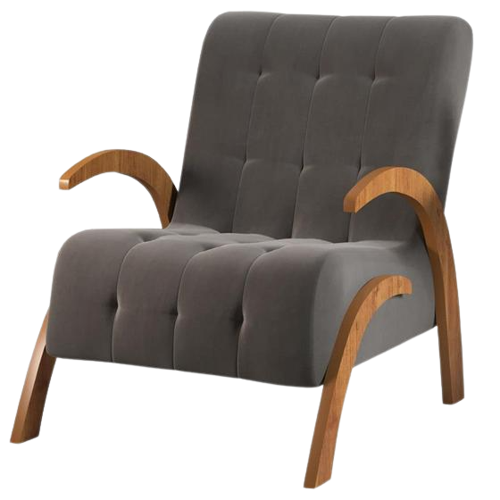 Poltrona Martha/Flower Mel/Veludo Cinza Grafite - VIERO MÓVEIS - Imagem 2