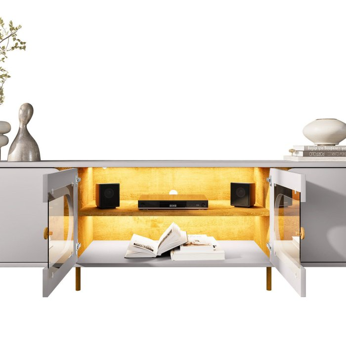 Rack até 75" Juquehy Off White/Naturale - BECHARA - Imagem 6