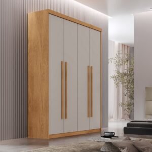 Guarda-Roupa 4 Portas Hawaii 1,21 m Naturale/Off White - RUFATO