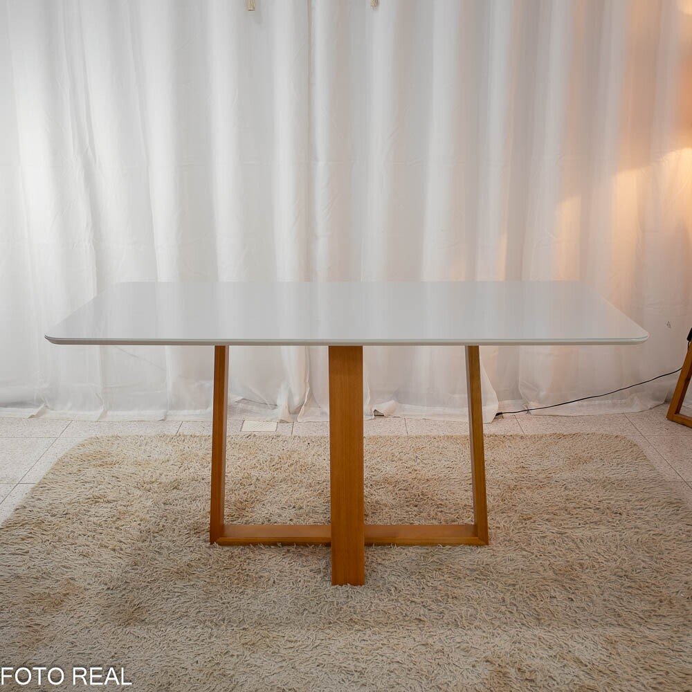 Mesa Pedro Mel Vidro OFF 160×80 6 Cadeiras Genova Veludo Cinza 507 Madeira Maciça Art Assento - Entregue Montada - Imagem 6