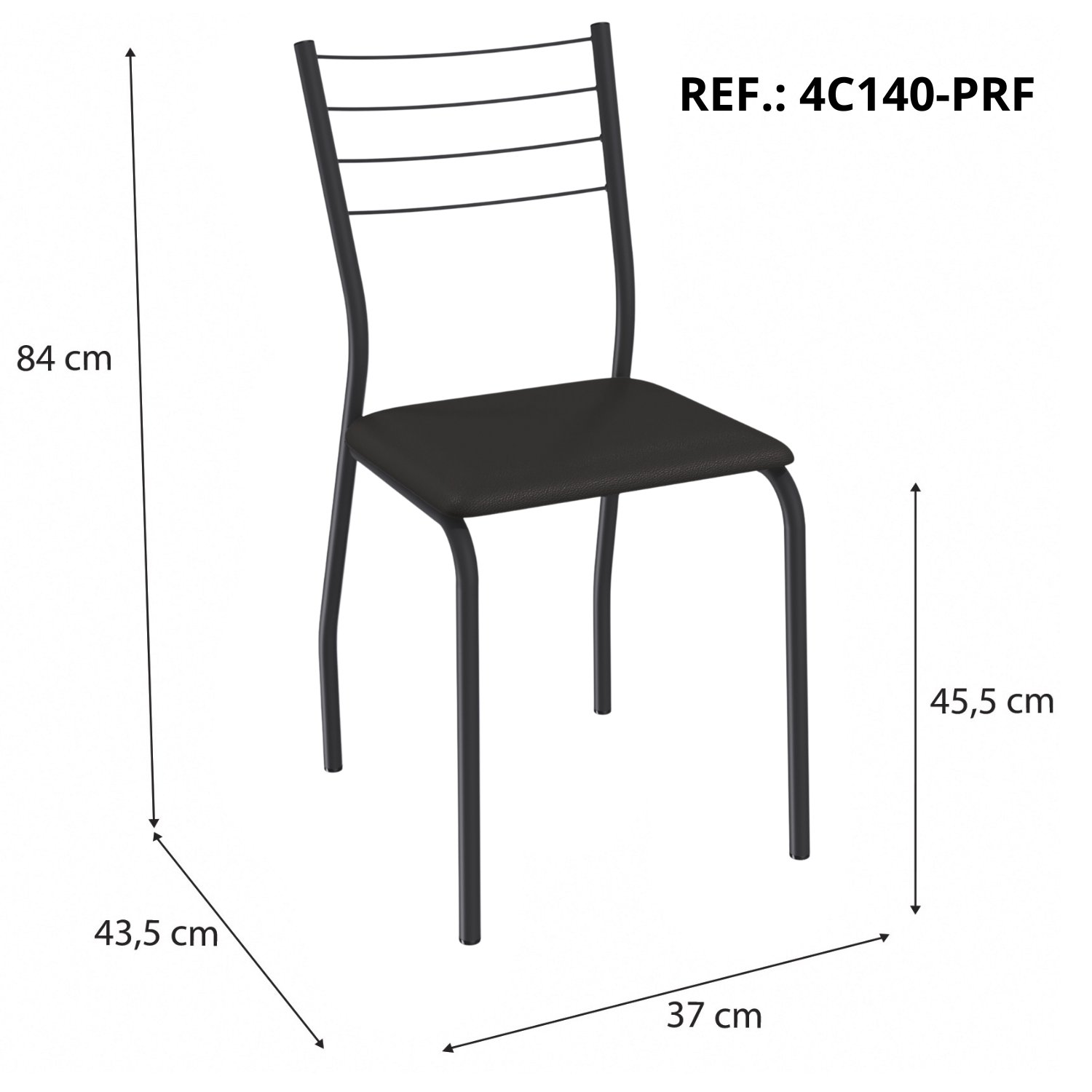 Mesa Creta 0,90 com 4 Cadeiras Malta CMC1078(M088/F090/4C140) Preto/Cinamomo - KAPPESBERG - Imagem 4