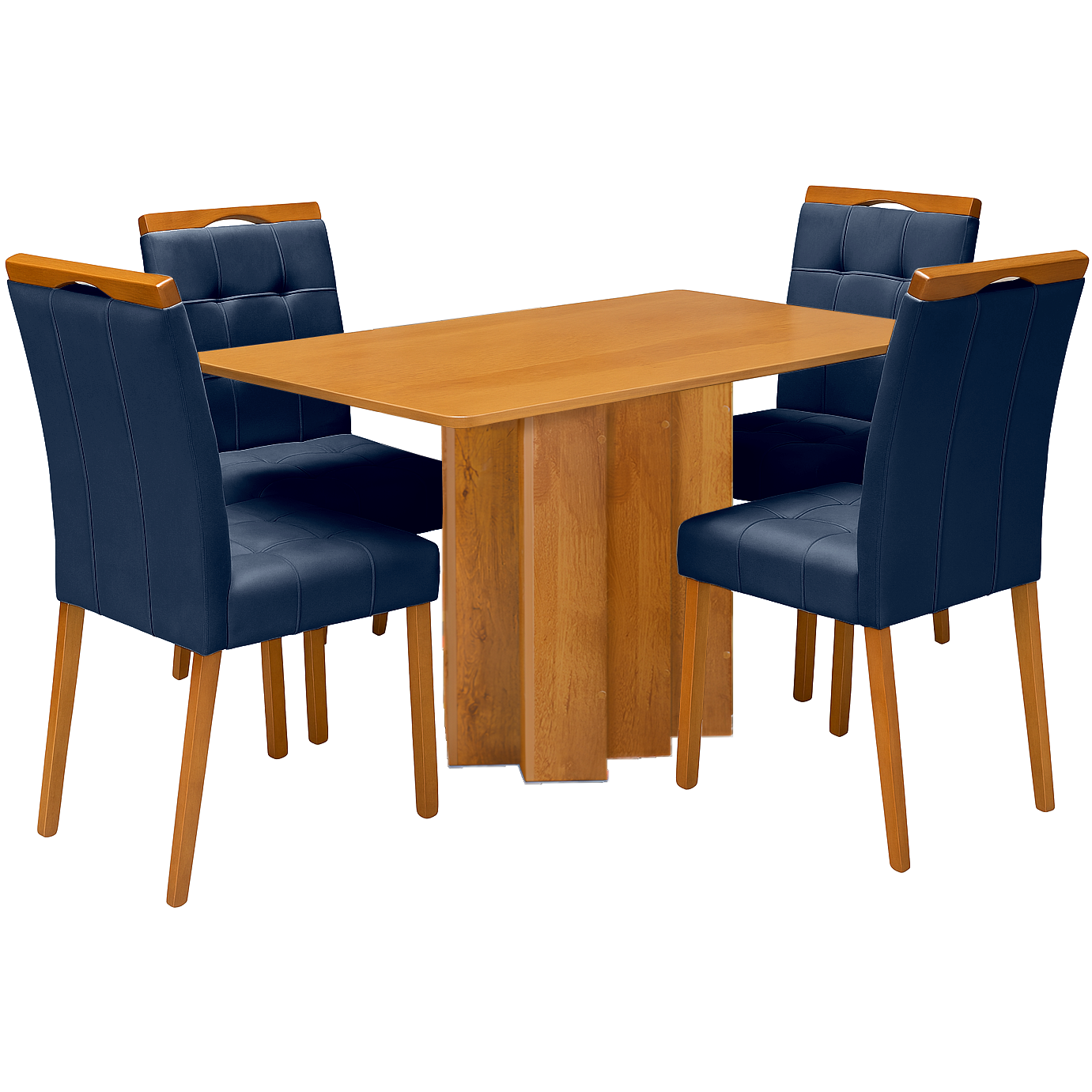 Mesa Recife 120 Cinamono Laminado com 4 Cadeiras Sophia Veludo Azul – CEL MÓVEIS + WM DECOR - Imagem 3